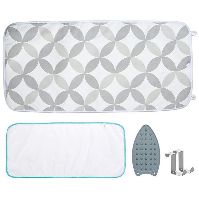 Ironing Mat, Portable Ironing Pad 39.4 x 18.9 inch Table Top Iron Board 5 in 1 Travel Ironing Blanket for Washer, Dryer, Counter top, Grey Clover