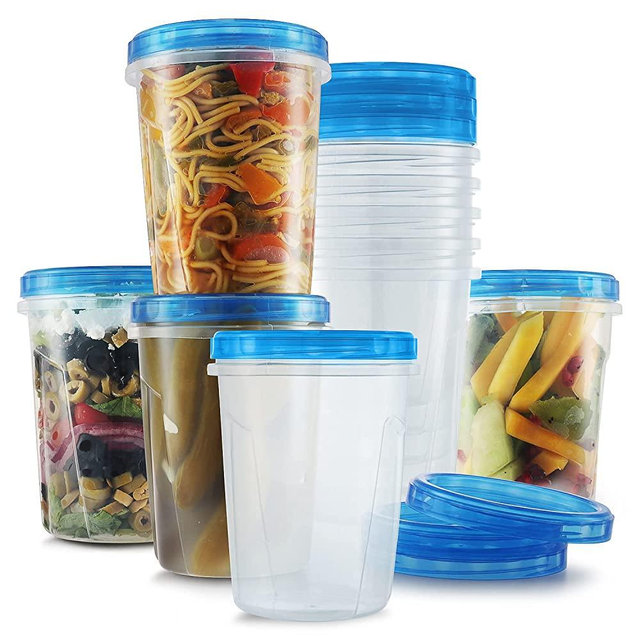 Tafura Twist Top Soup Storage Containers with Lids [32 Oz - 10 Pack] Reusable Freezer Containers for Food with Screw On Lids | Food Storage Container with Cover | Leakproof, BPA Free