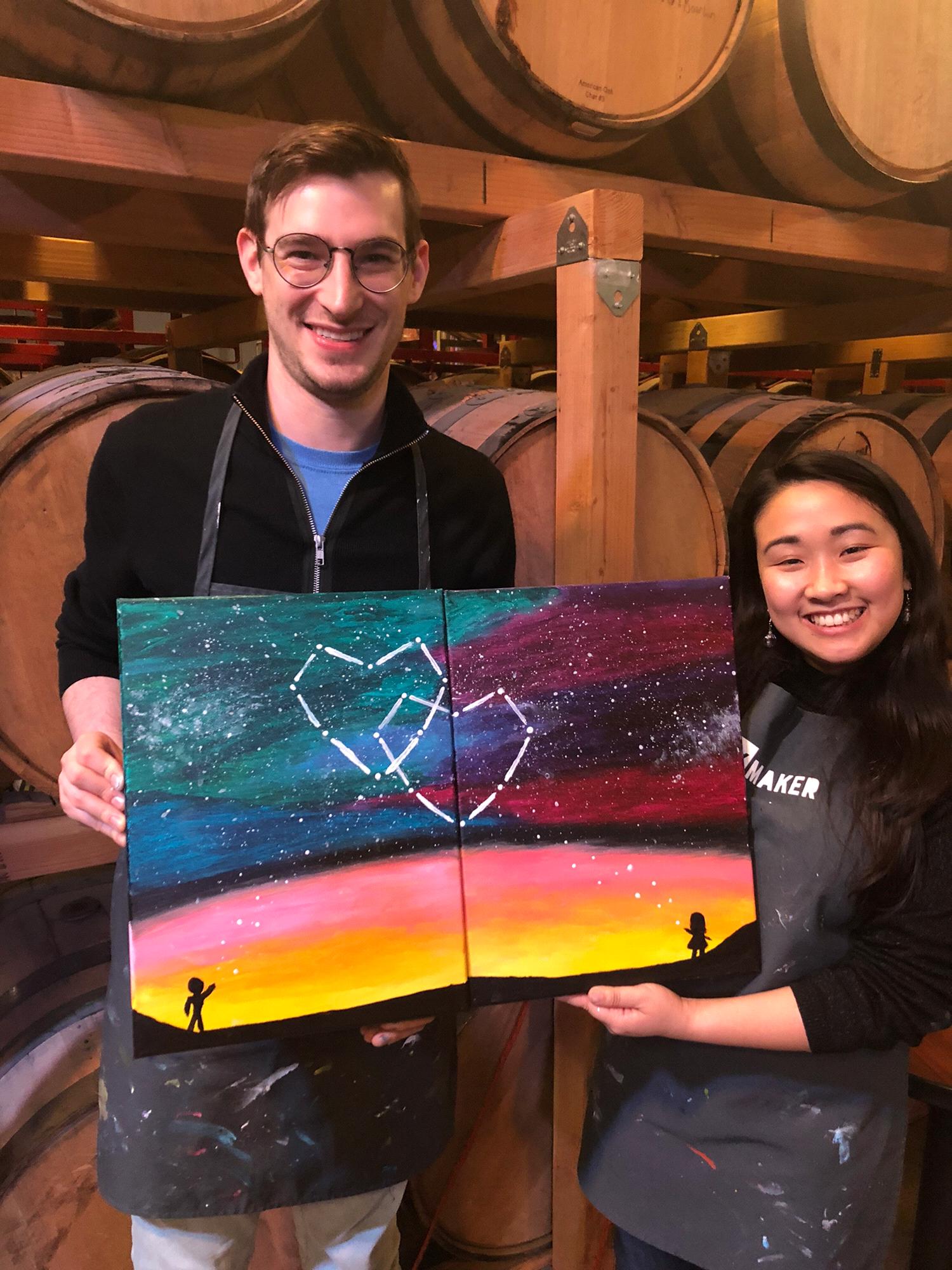 We're both pretty artistic and perfectionists, but managed not to kill each other doing this joint painting, lol.
