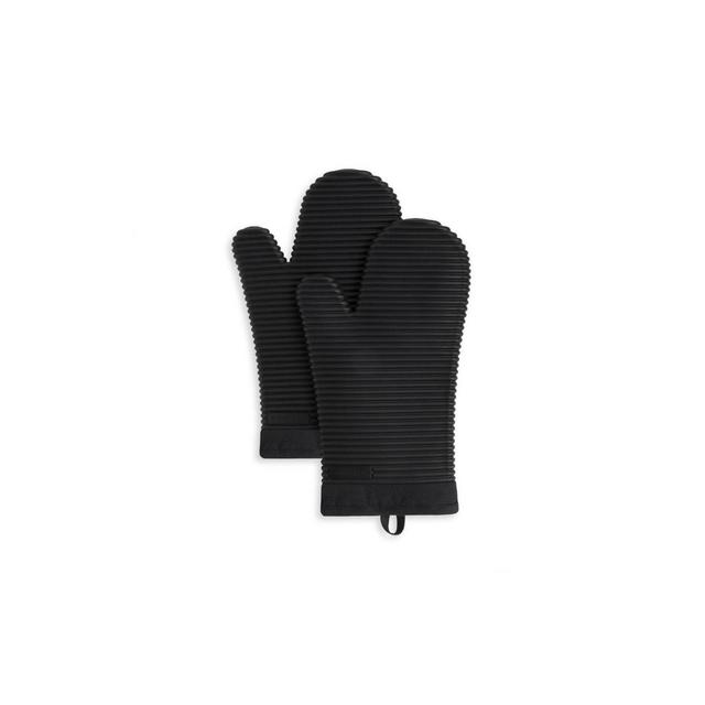 KitchenAid 2pk Silicone Ribbed Oven Mitts Black
