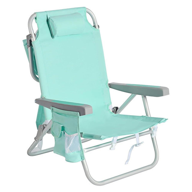 SUNNYFEEL Low Beach Chairs for Adults 5 Position Lay Flat, Portable Folding Backpack Beach Chair Heavy Duty with Cooler Bag, Cup Holder for Outdoor/Lawn/Picnic/Sand, Foldable Camping Chair