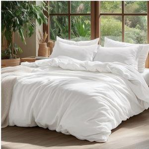Color: Natural White. Size: King. Bedsure 100% Washed Cotton Duvet Cover King Size - Natural White Minimalist Cotton Duvet Cover Linen Like for All Seasons - GentleSoft™ Plain Simple Bedding (Natural White, King, 104"x90")