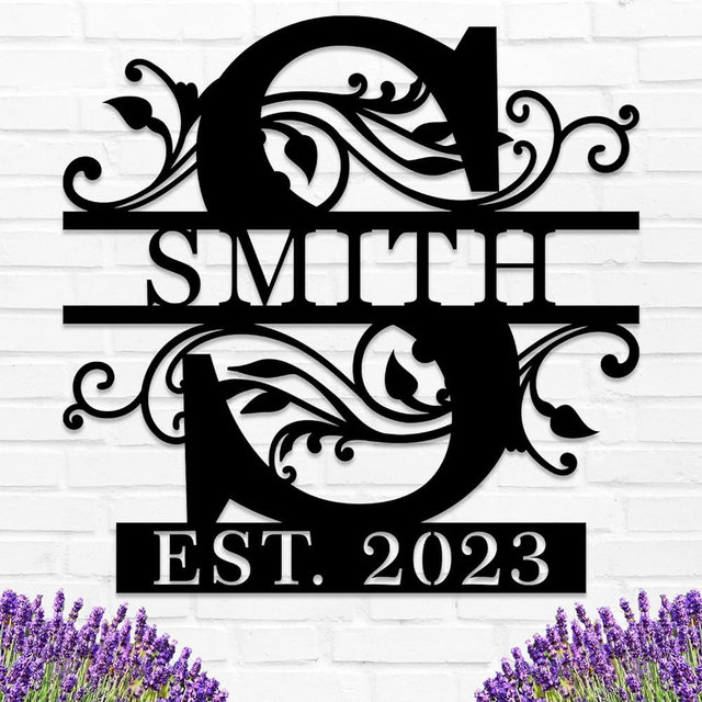 Custom Metal Name Sign | Personalized Metal Signs | Split Letter Monogram Wall Decor | Last Name Sign | Family Name Sign | Anniversary Wedding Gift | Outdoor Metal Art | Housewarming Gift
