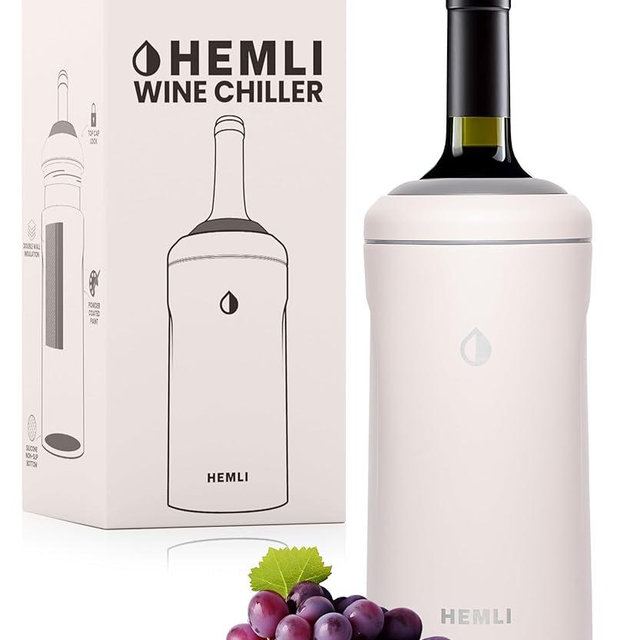 HEMLI Wine Bottle Chiller Insulator Sleeve, Keeps Wine and Champagne Cold for 12 Hours, Vacuum Insulated Wine Bottle Cooler