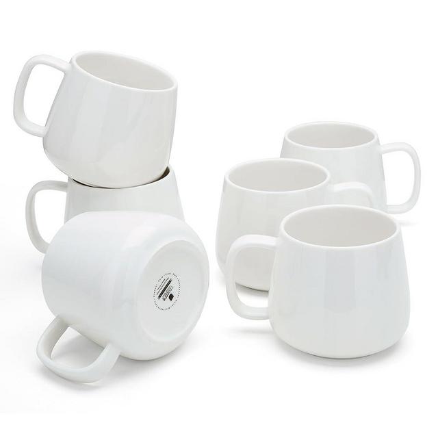 Teocera Coffee Mugs Set of 6-12oz Chip-Resistant Ceramic Cups with Ergonomic Handle | Dishwasher & Microwave Safe White Mugs | Keeps Beverage Hot, Perfect for Family Kitchen & Holiday Gifts
