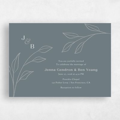 Steel Gray, Grey Wedding Invitation - Cassis Landscape