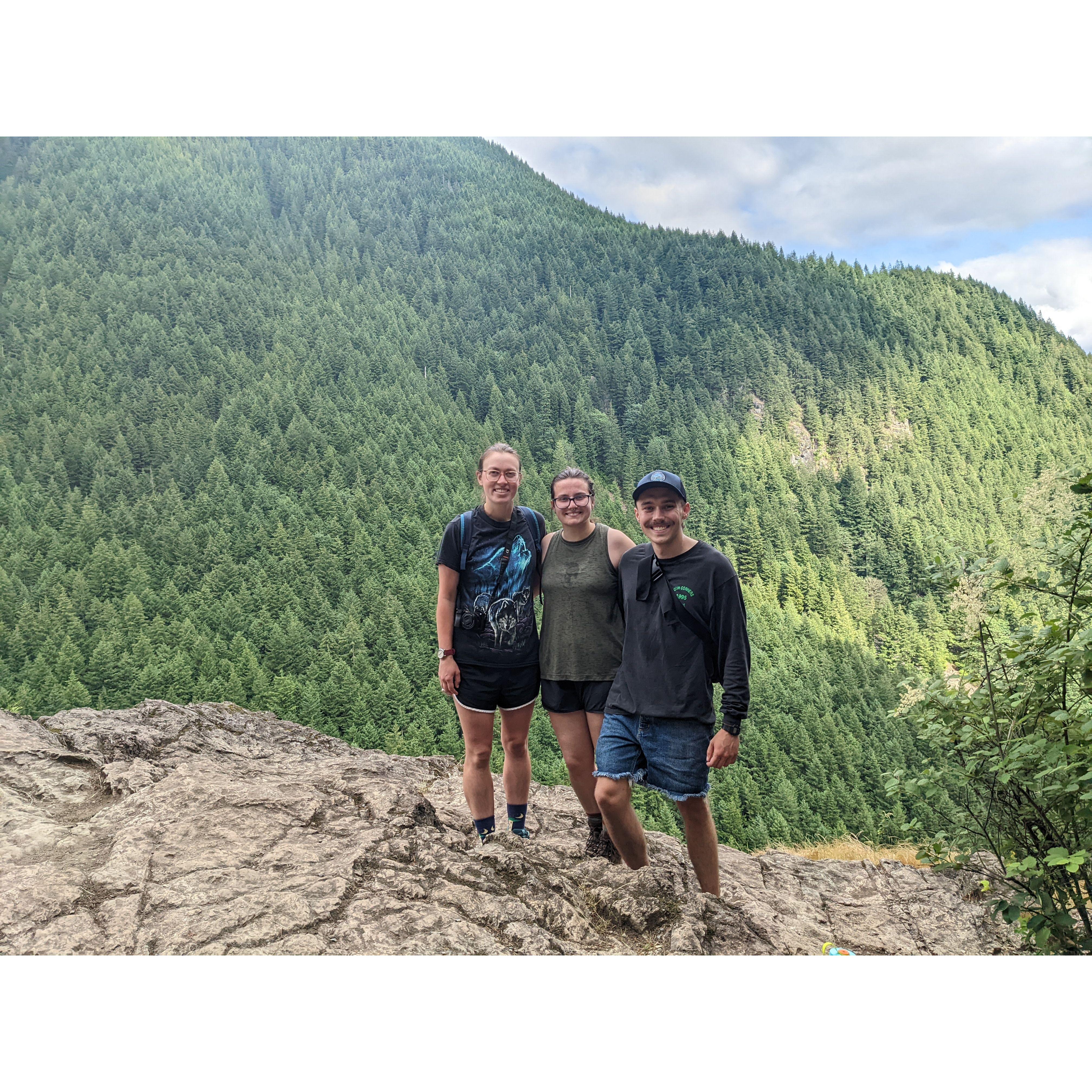 at the summit of Little Si with our first mutual friend Else (Leah's crew lead in Maine 2019, Keith's crewmember in Colorado 2018)