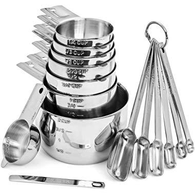Hudson Essentials Stainless Steel Measuring Cups and Spoons Set - 14 Piece Stackable Set with 2-Cup
