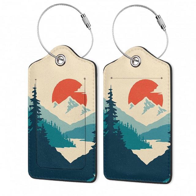 Luggage Tag for Suitcase,Mountain Sun Forest Luggage Tag with Privacy Flap & Name ID Label & Metal Loop,Suitcase Tags for Women Men