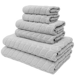 BAGNO MILANO Turkish Cotton Ultra-Soft Plush Absorbent Quick Dry Bathroom Towel Set, Made in Turkey (LightGrey, 6 pcs Towel Set)