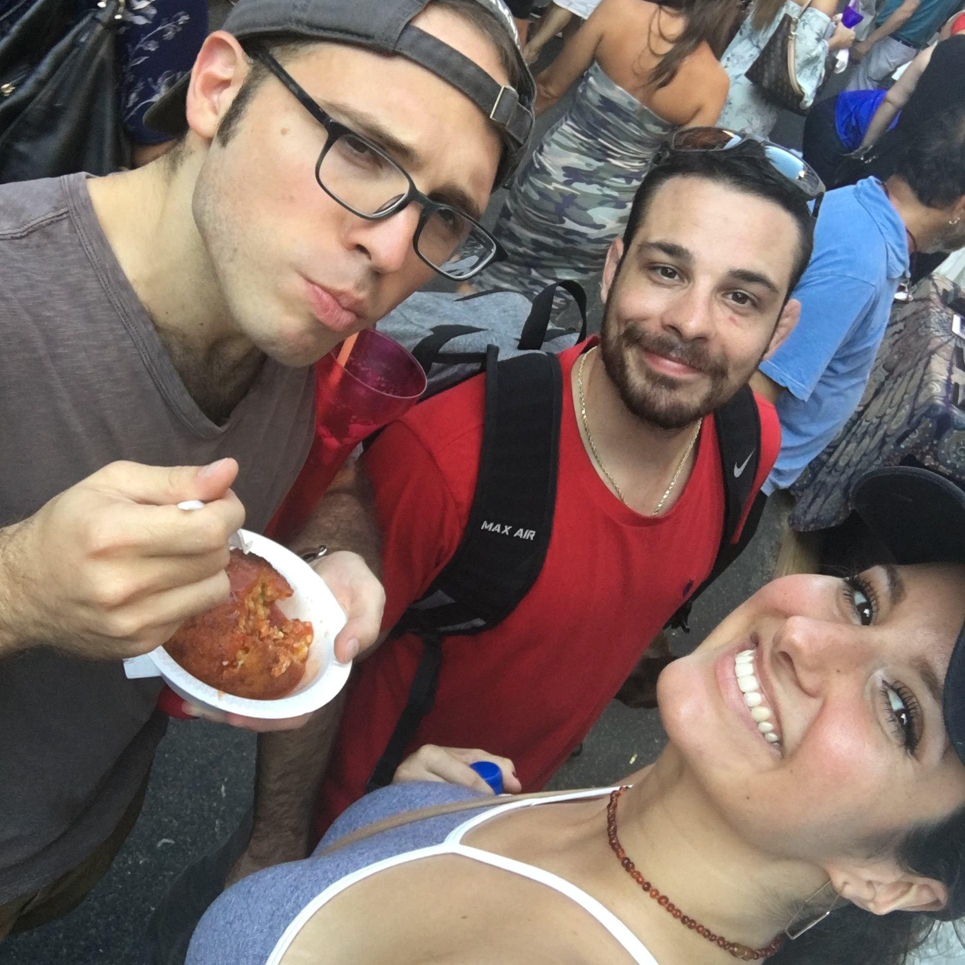Joe cousin and Kat's best friend, Santino with the pair at the Feast of San Genarro NYC!