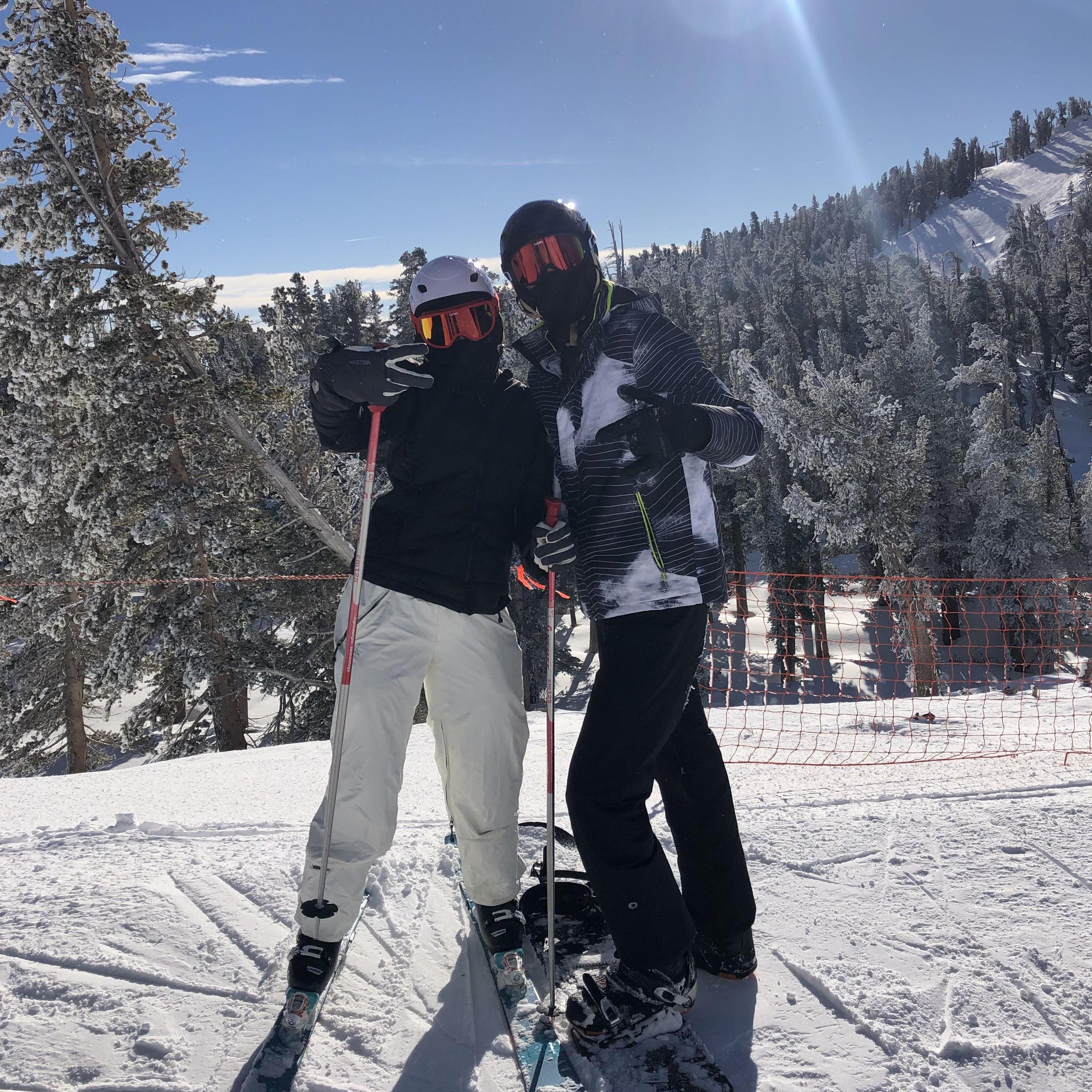 our first time skiing & snowboarding together!