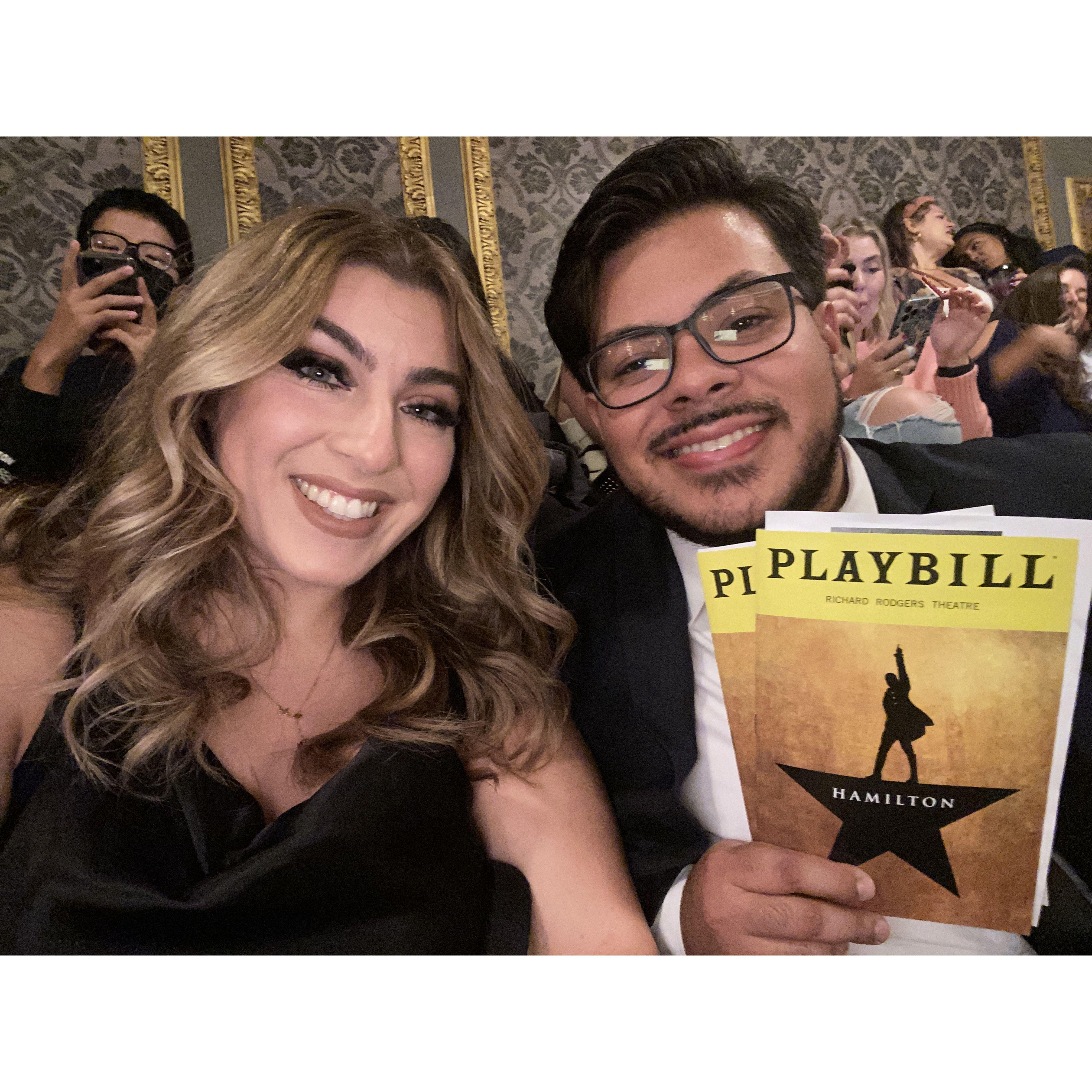 Our favorite hobby together is watching Broadway Shows