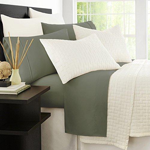 Zen Bamboo Luxury 1500 Series Bed Sheets - Eco-Friendly, Hypoallergenic and Wrinkle Resistant Rayon Derived from Bamboo - 4-Piece - Queen - Olive