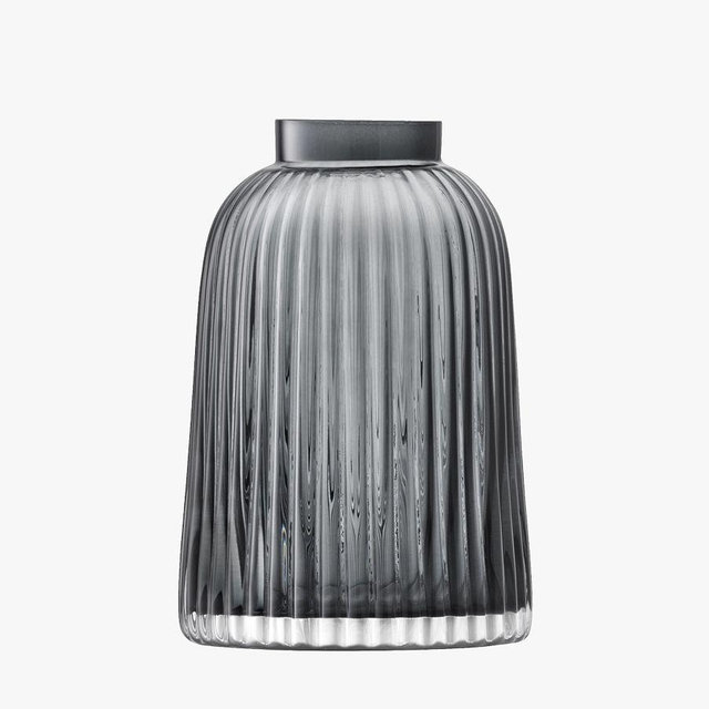 Pilar Handcrafted Glass Vase, 8"H, Gray