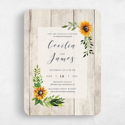 Beige Rounded Wedding Invitation - Sunnyridge Frame