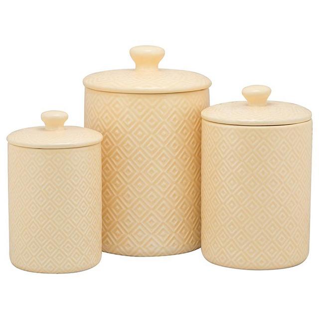 10 Strawberry Street Kitchen Canister Set, 3 Piece, Diamond Yellow