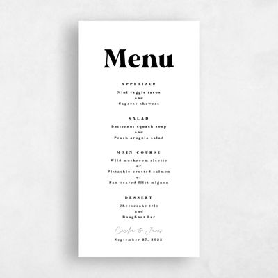 White Wedding Menu - Bolduc Portrait