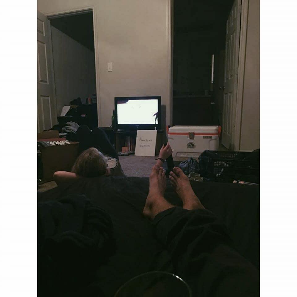 Us watching our favorite anime, in Jonathan's old apartment back in November of 2016.