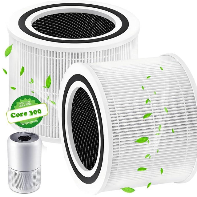 2-Pack Air Filter Compatible with Levoit Core 300 & PuroAir 240 Air Purifier, Pet Air Purifier H13 HEPA Filter Replacement for Core 300S P350 Core300-P Filters, Fit Part# Core 300-RF P350-RF (white)