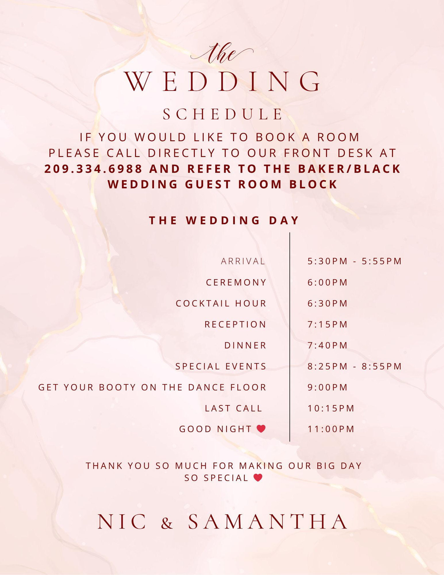 The Wedding Website of Samantha Baker and Nic Black
