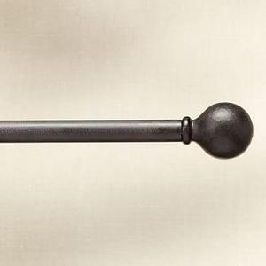 Cast-Iron .75" diam. Drape Rod Set, Medium, Black, Ball Finial