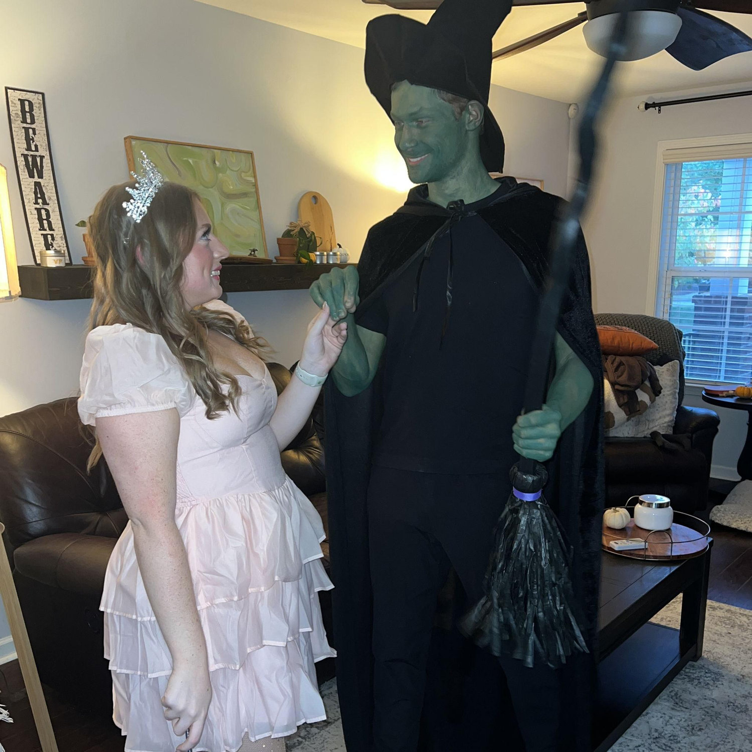 Our favorite Halloween costume yet- Elphaba and Glinda!