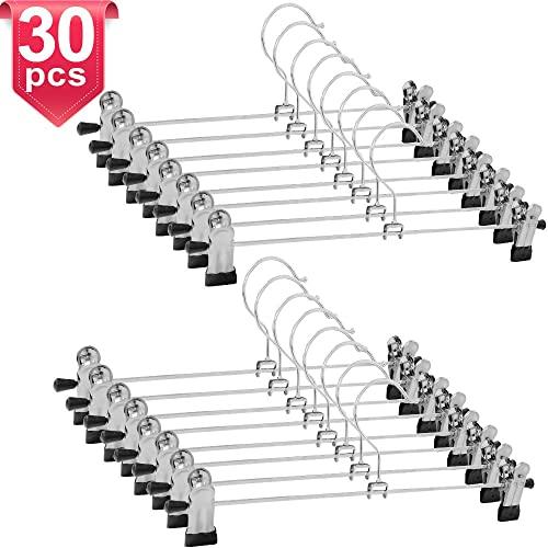 GoodtoU Pant-Hangers-30Pcs-Pants-Hangers-with-Clips, Skirt Hangers Slack Hangers Trouser Hanger with Cips Metal Hangers for Pants Skirts