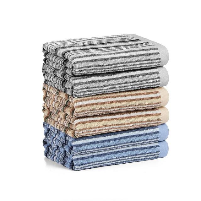 SALAS Kitchen Dish Towels for Drying Dishes, Large Cotton Kitchen Towels, Stripped Terry Dish Cloths, Thick Highly Absorbent Towel Sets with Hanging Loop, 16" X 26", 6 Packs Multi-Color