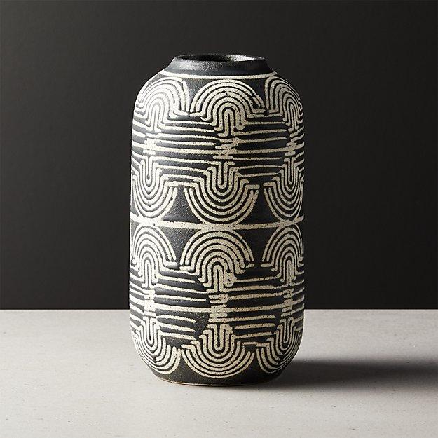 Rake Tall Black and White Vase