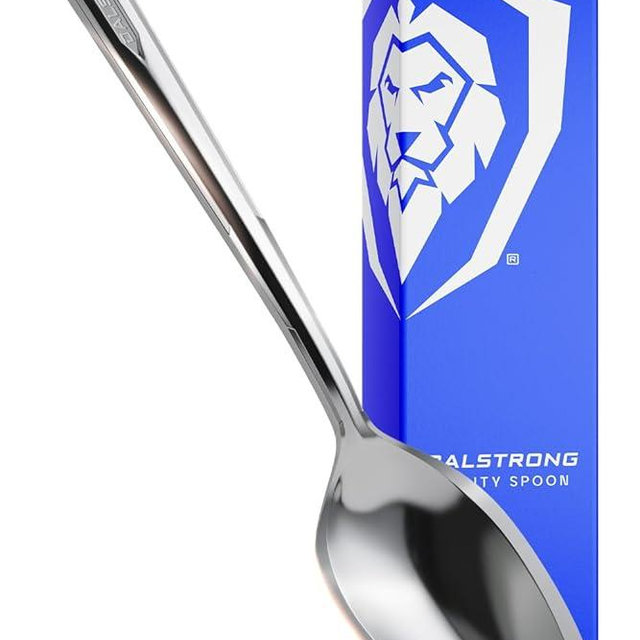 Dalstrong Chef's Utility Spoon - Silver 304 Stainless Steel - Professional Use - Corrosion Resistant - 1 TBSP 9 inch long - Tasting Plating Metal Spoon - Mirror Polish Satin Finish - Engraved Logo