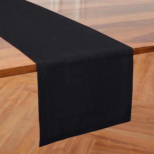 Solino Home Linen Black Table Runner 72 Inches Long - 100% Pure Linen Dining Table Runner 14 x 72 Inch Ideal for Wedding, Parties, Spring, Mothers Day, Easter Decorations - Diana Medium Weight