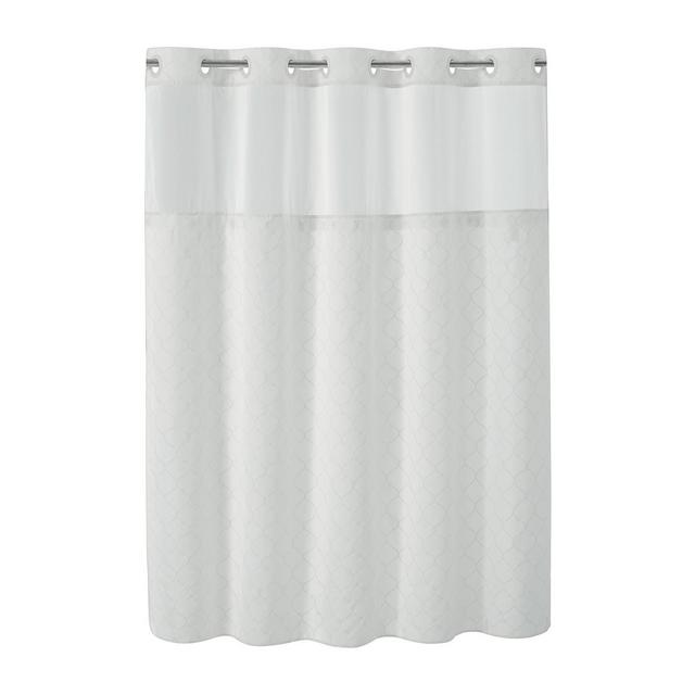 Mosaic Embroidery Shower Curtain with PEVA Liner White - Hookless
