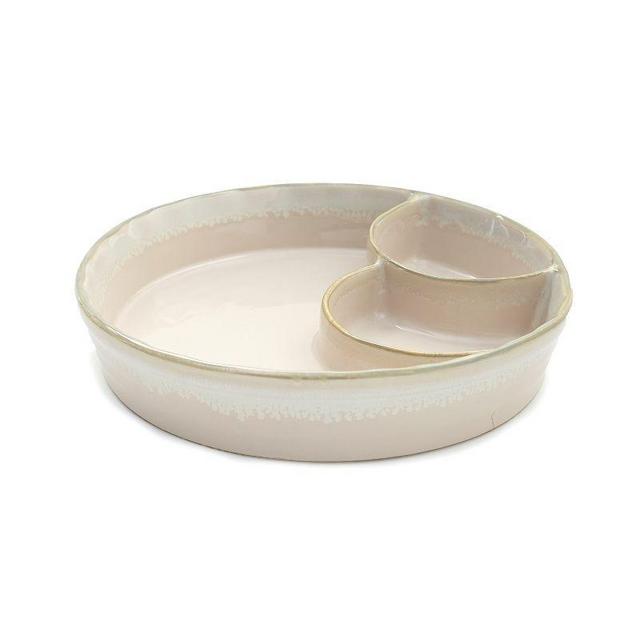 Lakeside Multipurpose Stoneware Chip and Dip Bowl with 3 Compartments -
