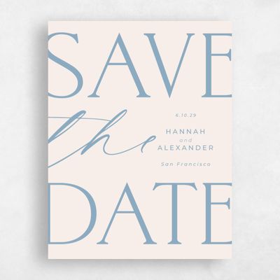 Blue Typography Wedding Save the Date - Josephine Classic