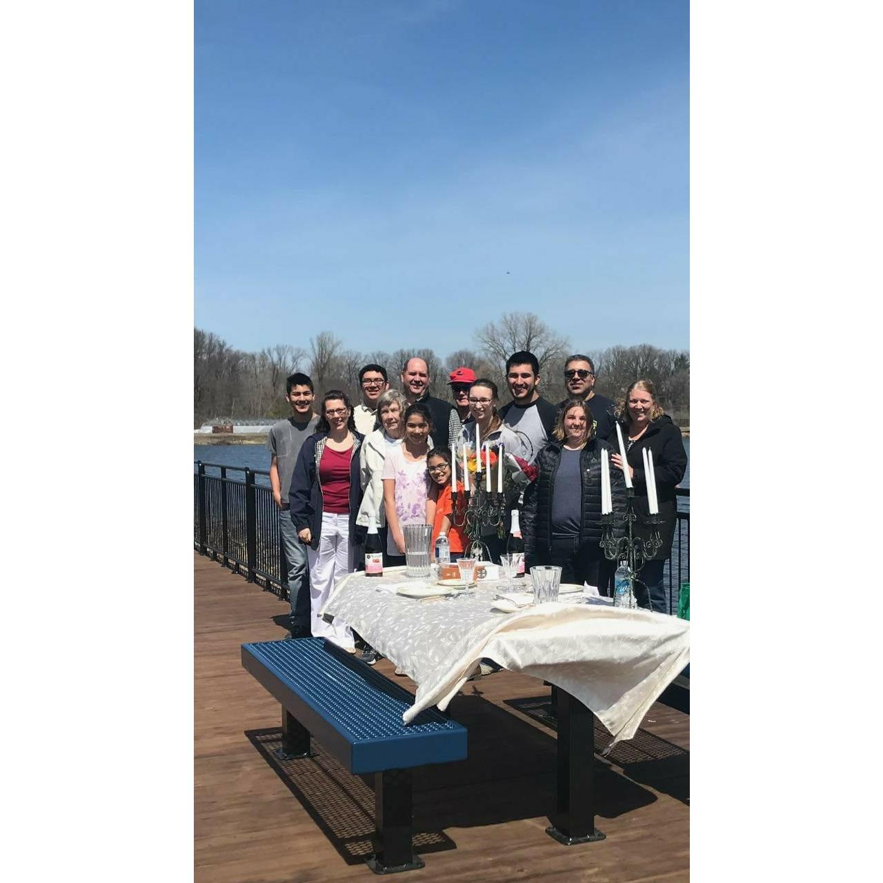 We proceeded to walk around the lake where we found some of my family waiting for us with a table (set up with fine China) for Carter and I to have lunch.