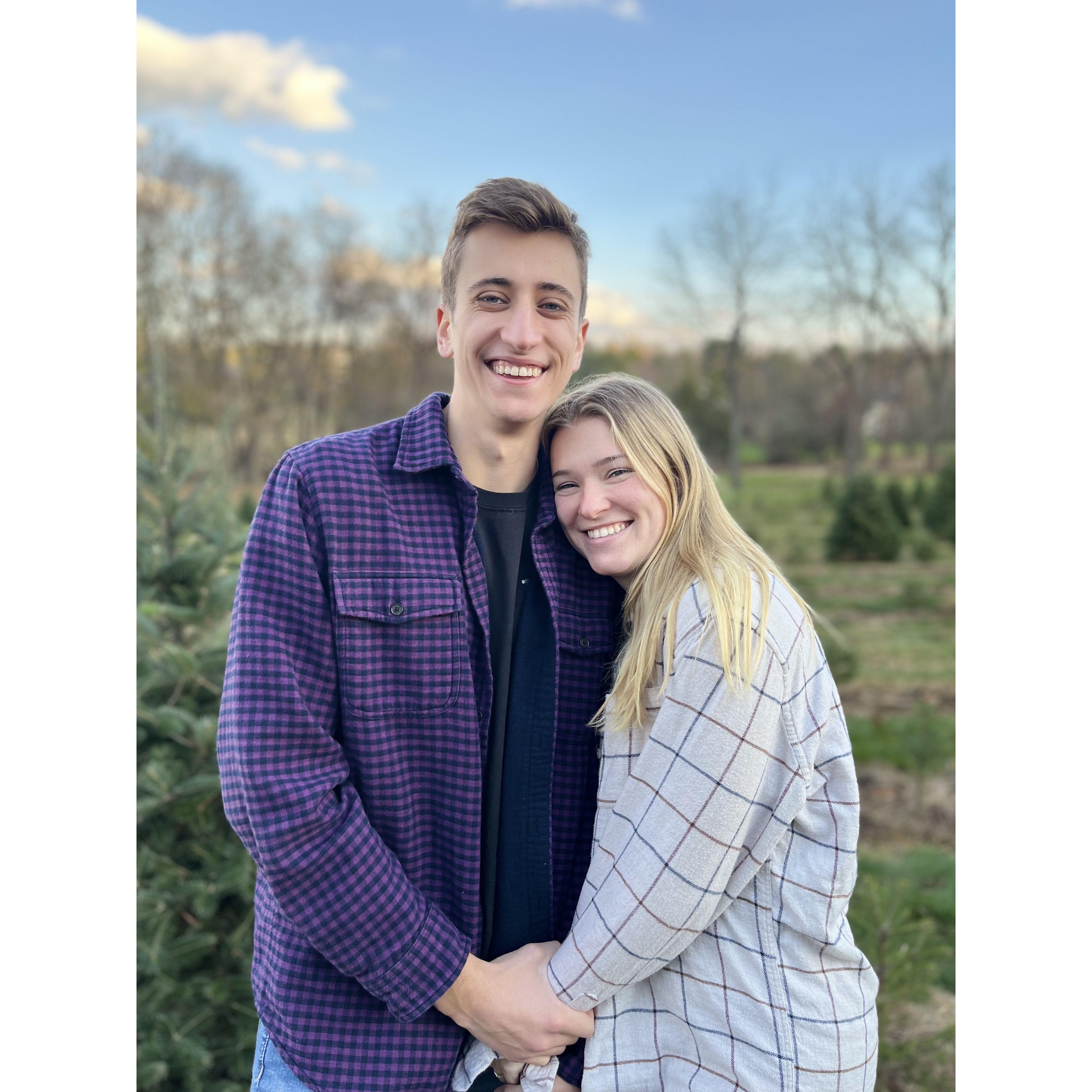 one of the many christmas tree farm visits over winter break together