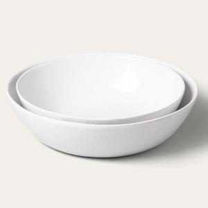 Low Serving Bowls (speckled white)