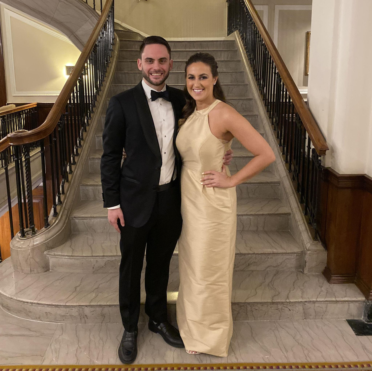 Flexing our black tie attire for Angela's friend's wedding. Congrats Brittany and Frank! March 2022.