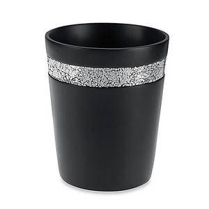 Black Crackle Wastebasket