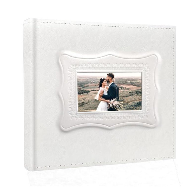 Holoary Photo Album 4x6, 200 Photos PU Leather Vintage Picture Album for Wedding (White)
