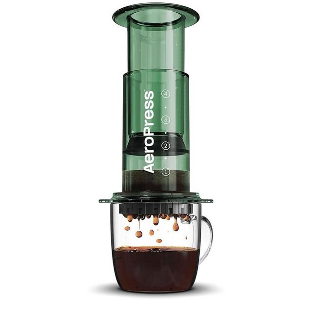 AeroPress Clear Green Coffee Press – 3 In 1 Brew Method Combines French Press, Espresso-style, Full Bodied Coffee Without Grit or Bitterness, Small Portable Coffee Maker for Camping & Travel, Green