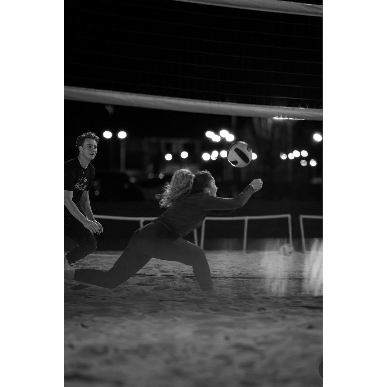 Played in our first beach volleyball league together. We recommend that everyone should do this before getting engaged!