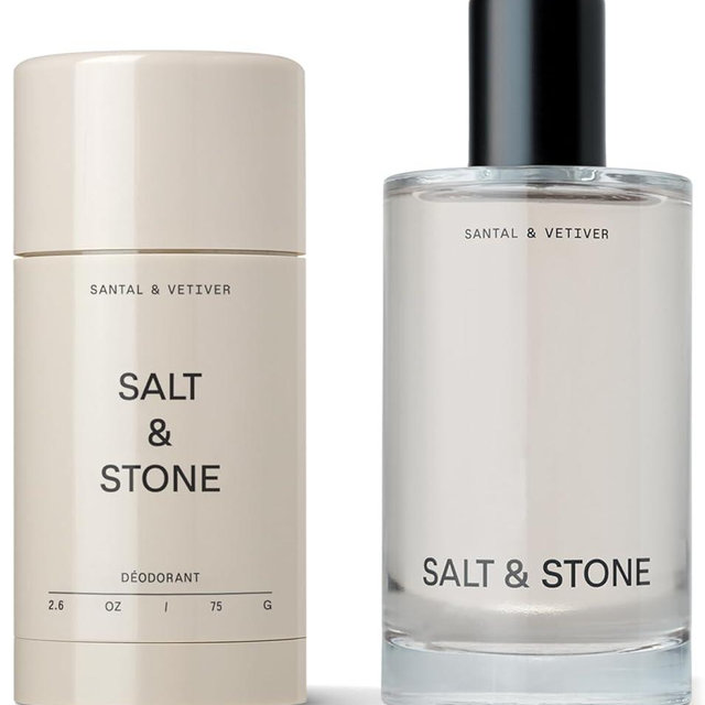 Salt & Stone Signature Scent Duo Set | 48 Hour Aluminum-Free Deodorant & Hydrating Body Mist | Skincare-Infused Deodorant & Body Spray | Santal & Vetiver