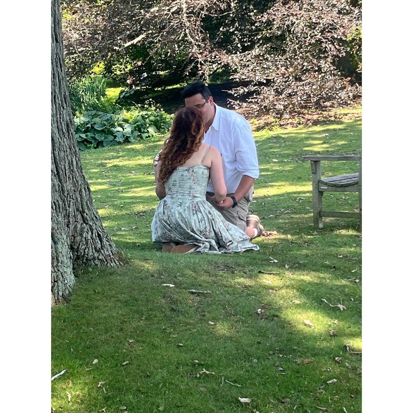 July 6th, 2025 - Matthew asked Angelina to marry him at Westbury Gardens