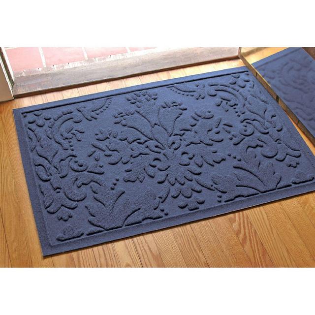 Weather Guard™ Damask 23-Inch x 35-Inch Door Mat in Navy
