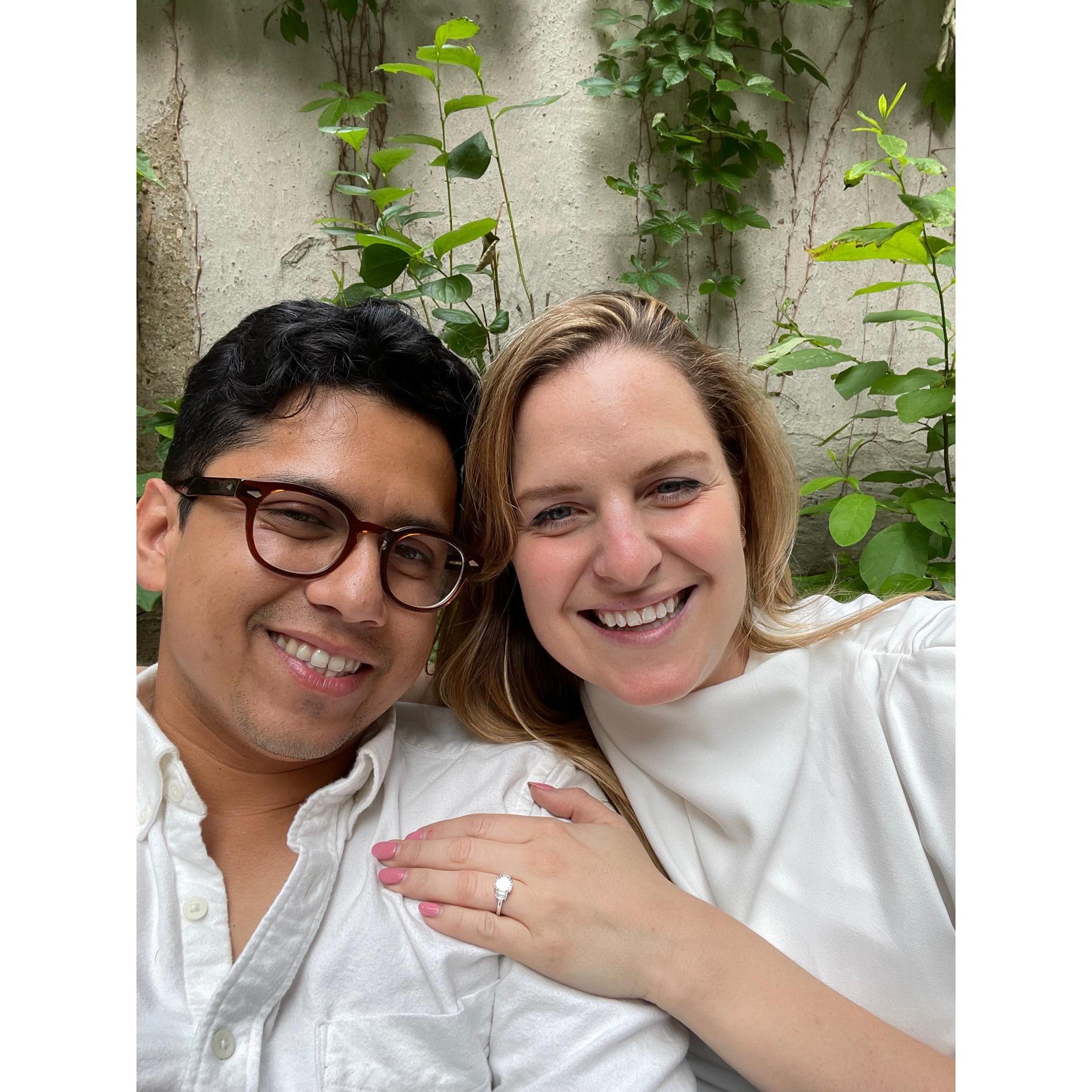 Celebrating at our engagement party