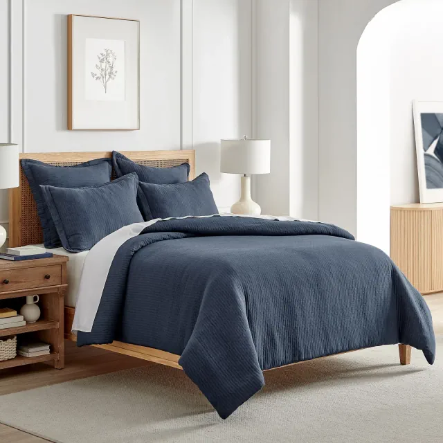 Reede Muslin Navy King Duvet Set - Levtex Home