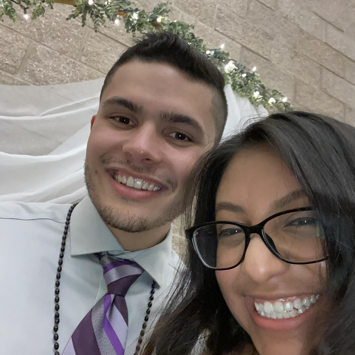 Quick selfie at Mark and Jaymee's wedding.