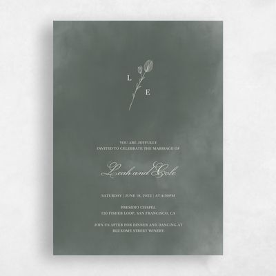 Green Floral Wedding Invitation - Dubuque Stamp